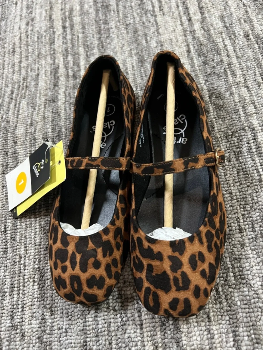 Art Class Girls Brown Bronwyn Mary Jane Flats Leopard Print Various Sizes